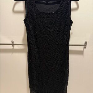 Classic Black Beaded Sleeveless Dress